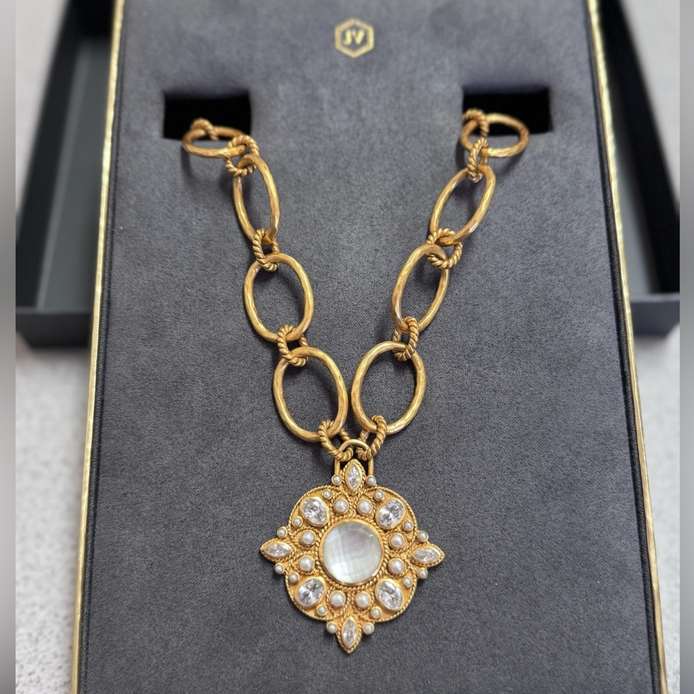 Julie Vos Monaco Statement Necklace in Clear Crystal